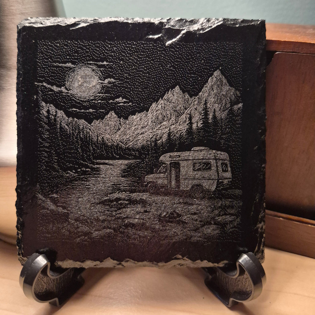 Laser Engraved Slate Coaster - Beautiful Oasis * - Home Decor