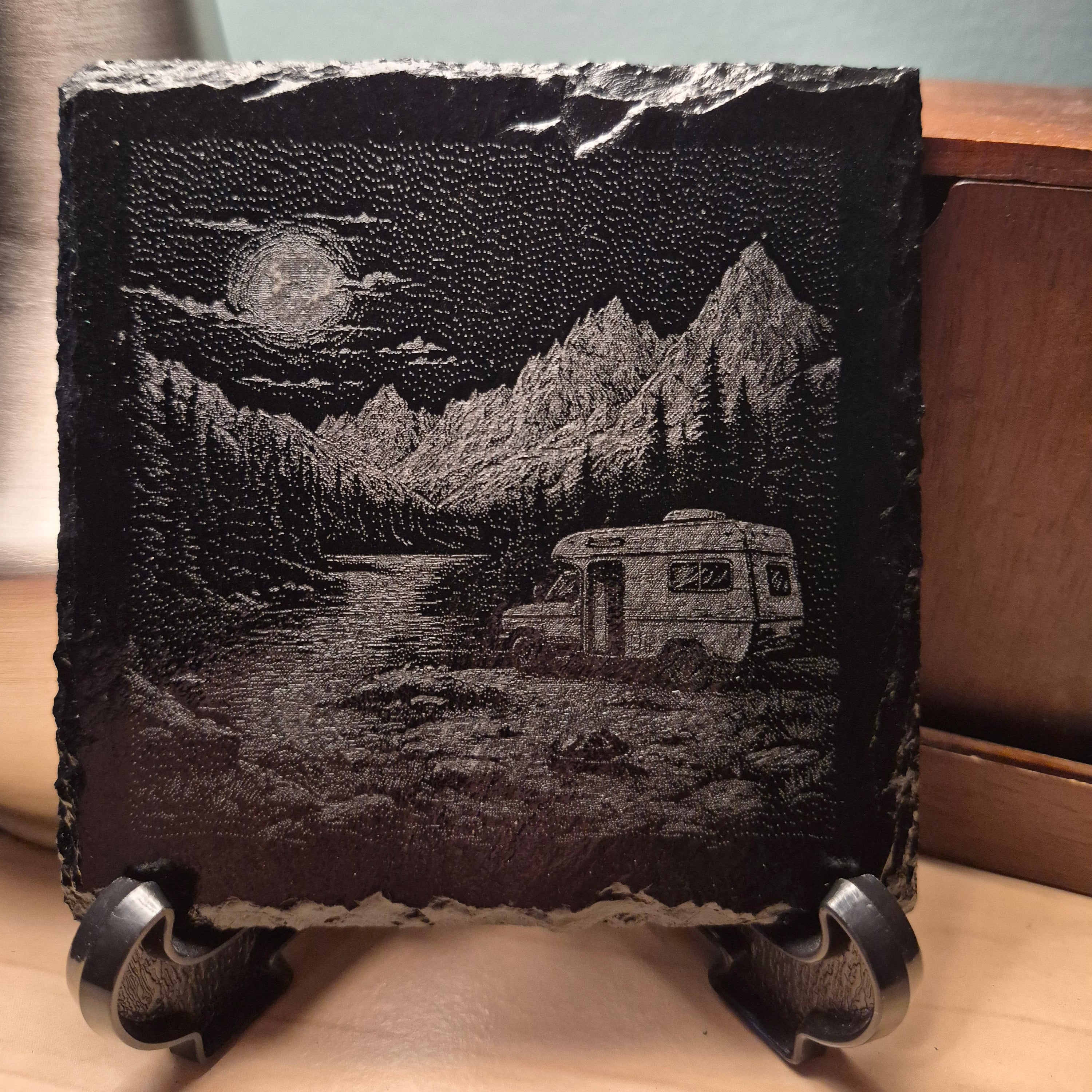 Laser Engraved Slate Coaster - Beautiful Oasis * - Home Decor