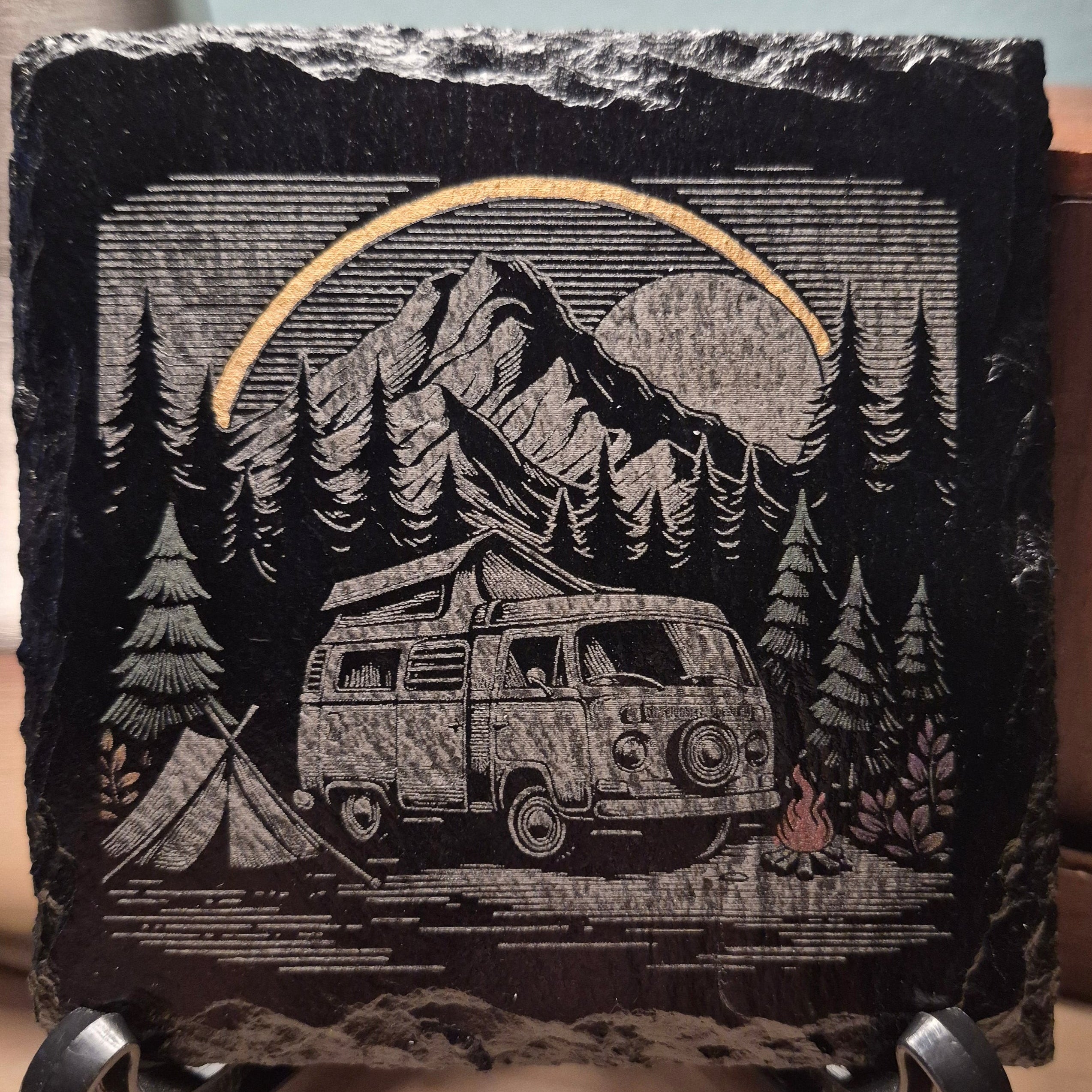 Laser Engraved & Colored Slate Coaster - Paradise * - Home Decor