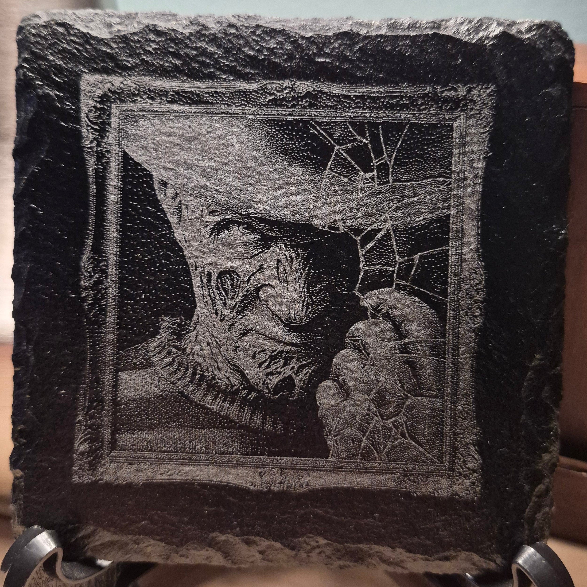 Laser Engraved Slate Coaster - Freddy Krueger Portrait * - Halloween - Horror Decor
