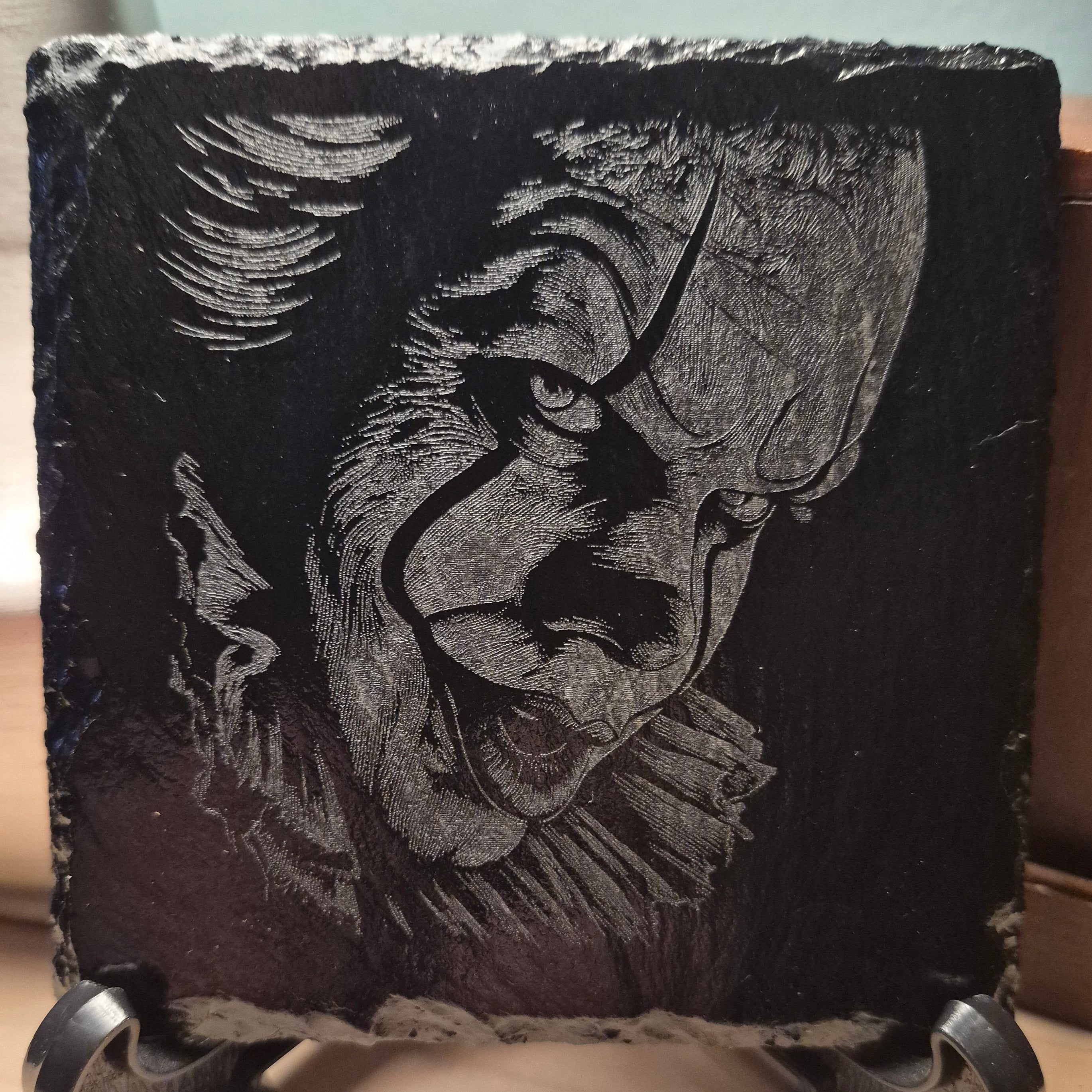 Laser Engraved Slate Coaster - Portrait Of Pennywise * - Halloween - Home Decor