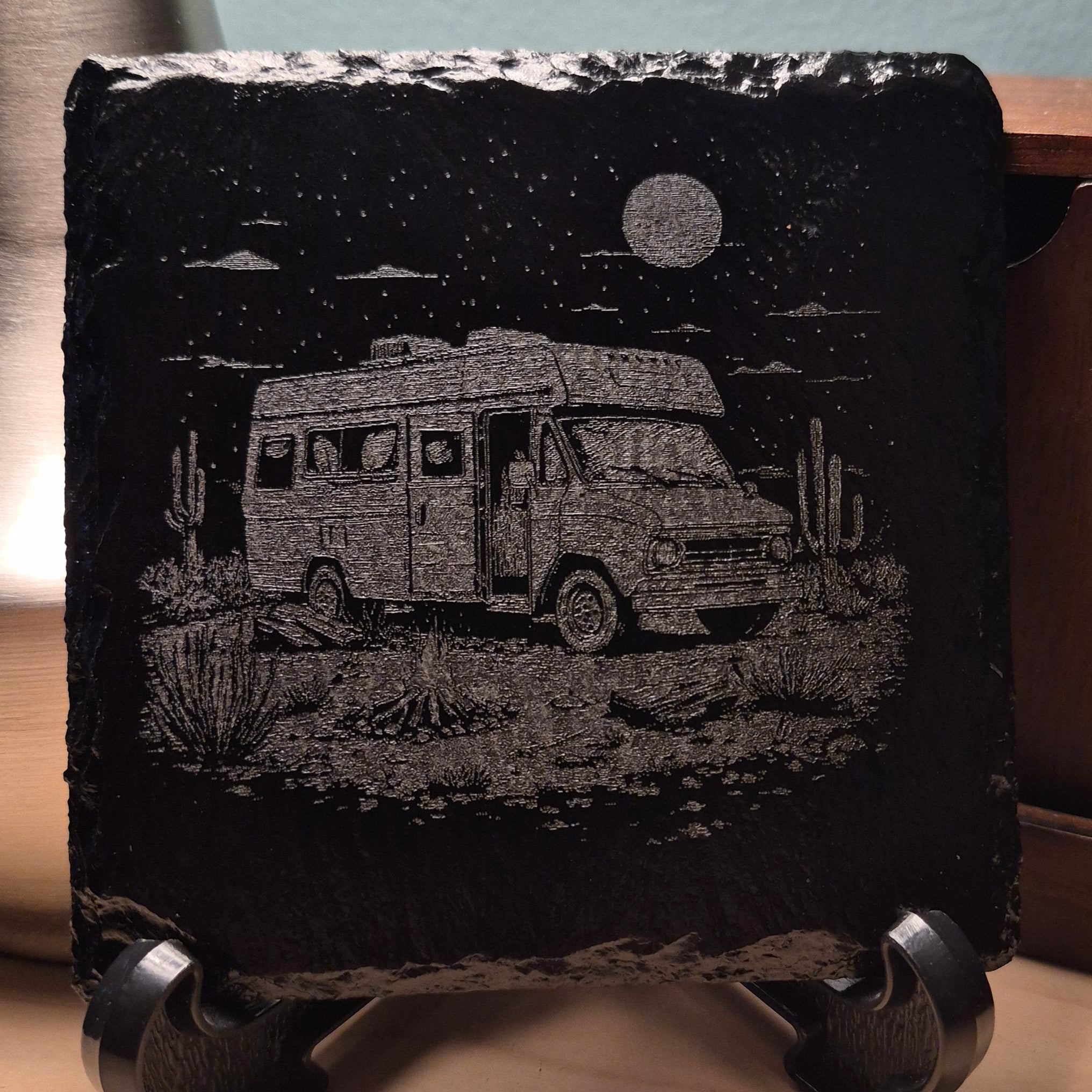 Laser Engraved Slate Coaster - Desert Scenery * - Home Decor