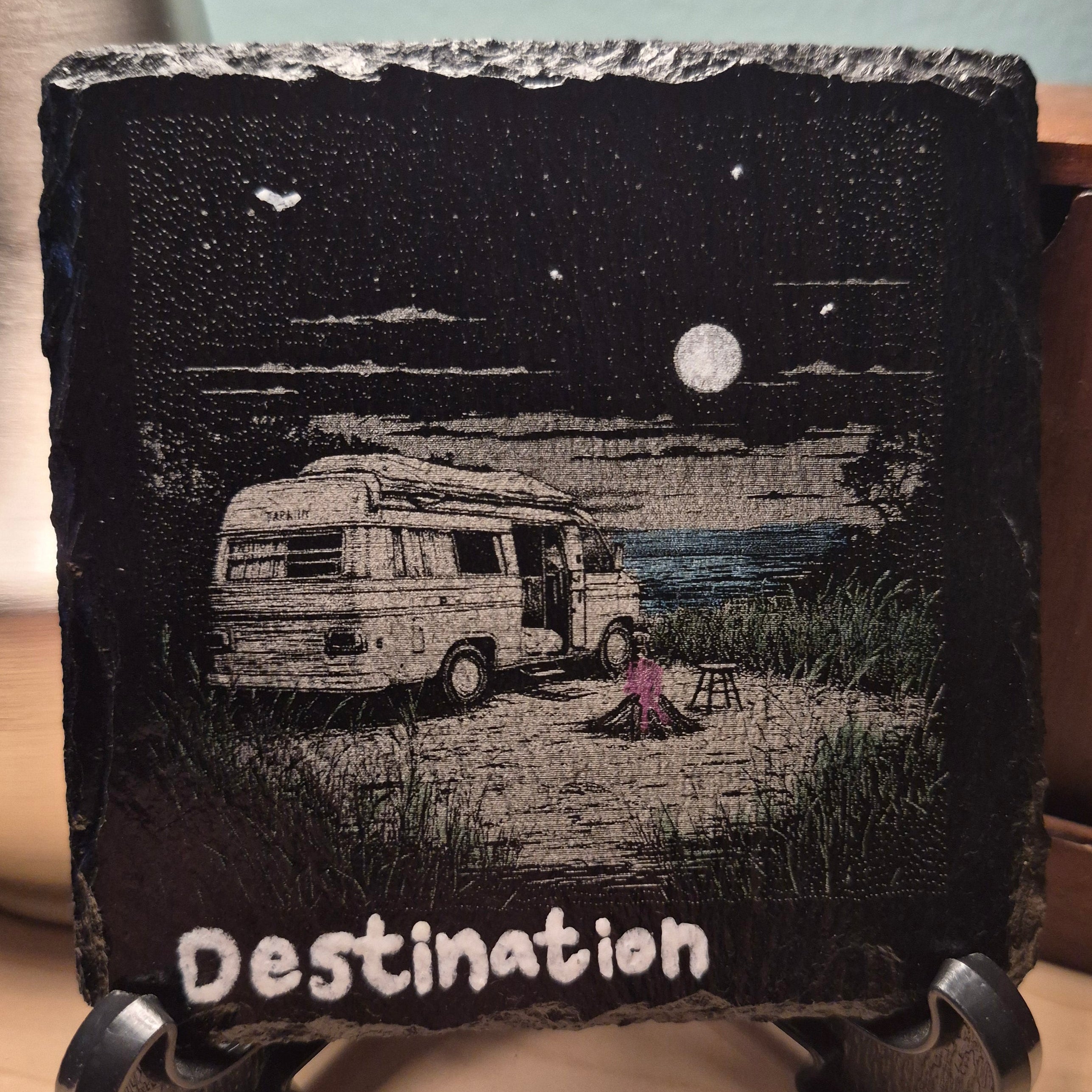 Laser Engraved & Colored Slate Coaster - Destination * - Home Decor