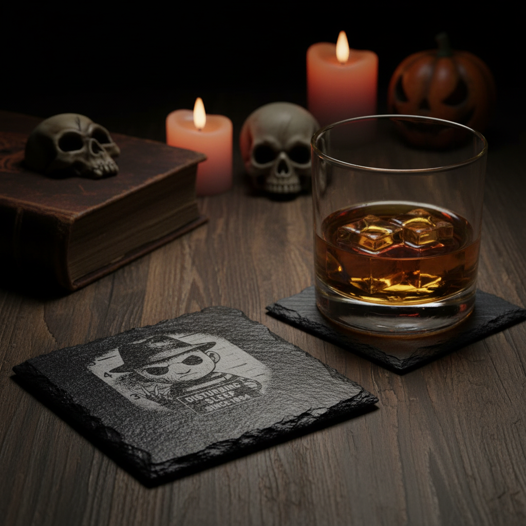 Laser Engraved Horror Movie Character Slate Coaster