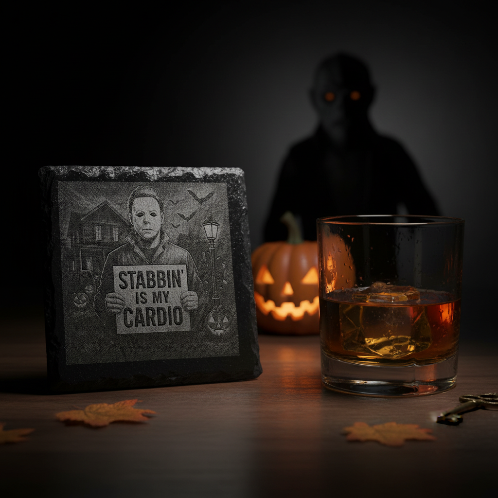 Laser Engraved Horror Movie Character Slate Coaster