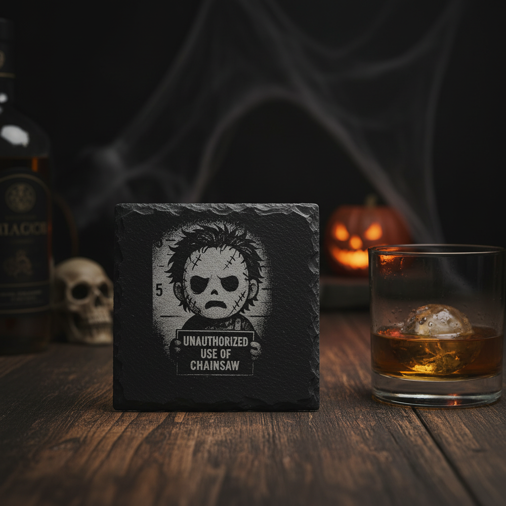 Laser Engraved Horror Movie Character Slate Coaster