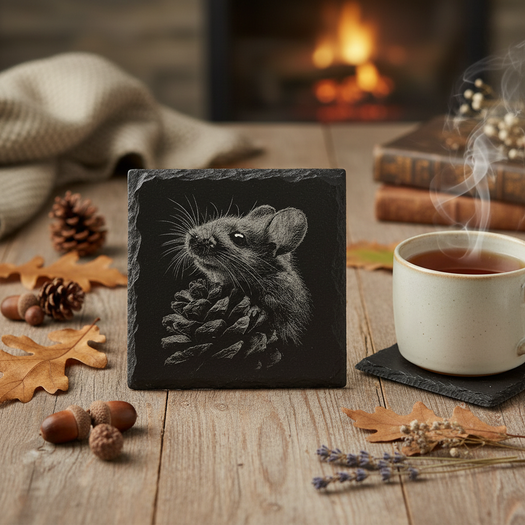 Laser Engraved Mouse Slate Coaster