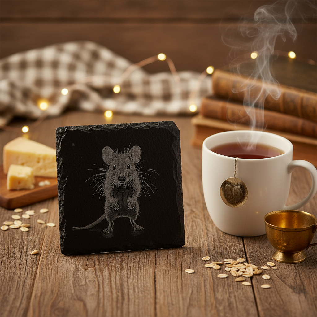 Laser Engraved Mouse Slate Coaster