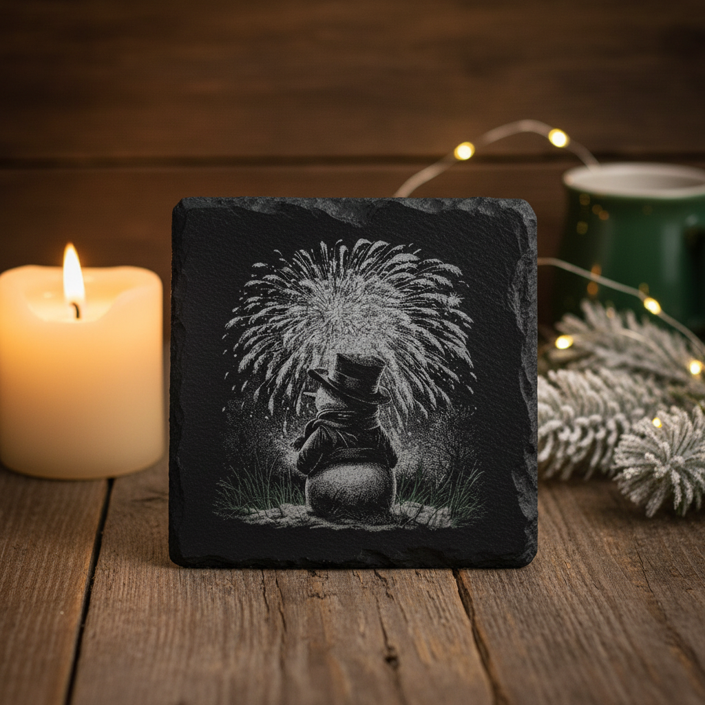 Laser Engraved Nativity Scene Slate Coaster