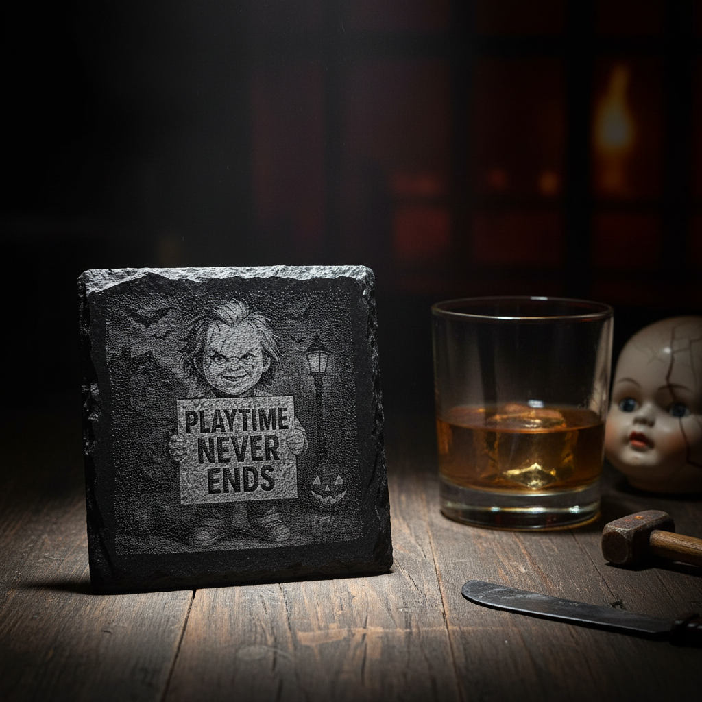 Laser Engraved Playtime Never Ends Slate Coaster