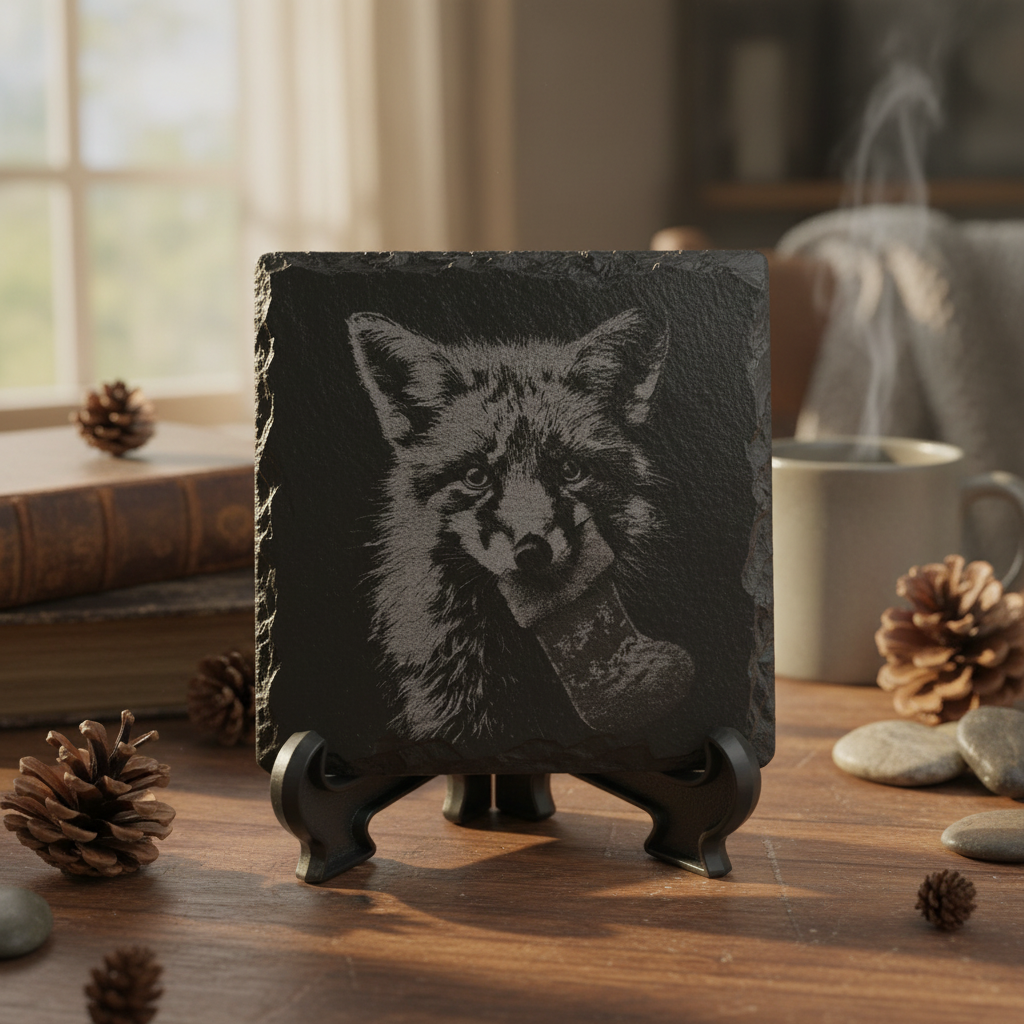 Slate coaster with enhanced surroundings